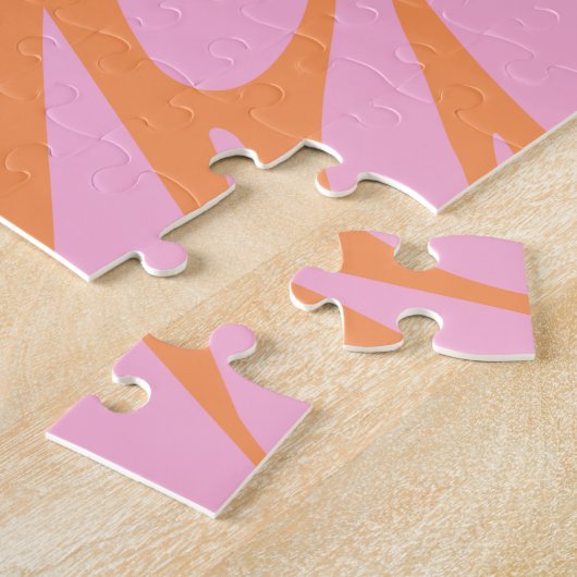Puzzle Abstrait floral éclat motif pastel orange & rose (Côté)