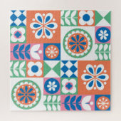 Puzzle Abstrait Floral, Scandinave Folk Design. (Horizontal)