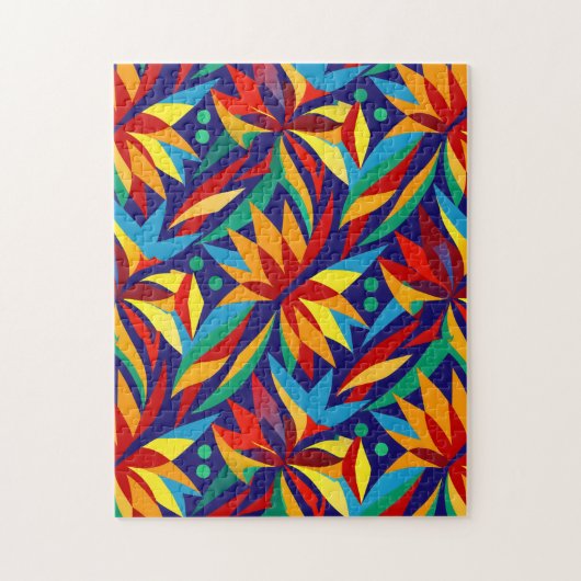 Puzzle Abstrait Géométrique Tropical Multicolore Vibrant  (Vertical)