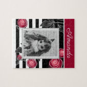 Puzzle Abstrait moderne roses rouges feuilles croisées fl (Horizontal)