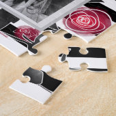 Puzzle Abstrait moderne roses rouges feuilles croisées fl (Côté)