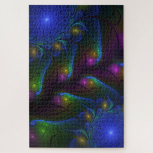 Puzzle Abstrait Moderne Trippy Fractal Lumineux Coloré