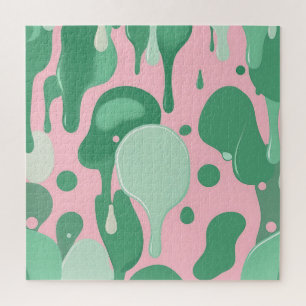 Puzzle Abstrait motif goutte à goutte rose menthe verte f