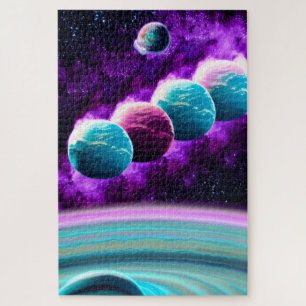 Puzzle Abstrait Mystique violet et Univers Turquoise