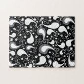 Puzzle Abstrait noir et blanc Tulip Paisley Floral (Horizontal)