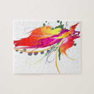 Puzzle Abstrait Oiseau de Paradise Paint Splatters
