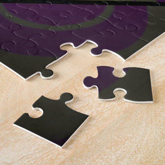 Puzzle Abstrait Psychédélique Mauve Jaune & Mandala Vert (Côté)