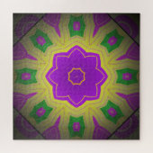 Puzzle Abstrait Psychédélique Mauve Jaune & Mandala Vert (Horizontal)