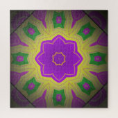 Puzzle Abstrait Psychédélique Mauve Jaune & Mandala Vert (Vertical)