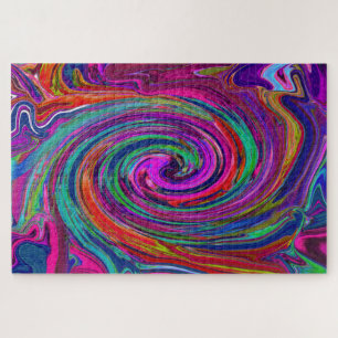 Puzzle Abstrait Rétro Groovy Tourbillon Magenta Foncé Arc