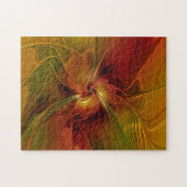 Puzzle Abstrait Rouge Orange Brown Vert Fractal Art Flowe (Horizontal)