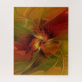 Puzzle Abstrait Rouge Orange Brown Vert Fractal Art Flowe (Vertical)