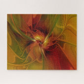Puzzle Abstrait Rouge Orange Brown Vert Fractal Art Flowe (Horizontal)
