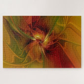 Puzzle Abstrait Rouge Orange Brown Vert Fractal Art Flowe (Horizontal)