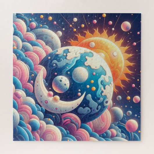 Puzzle Abstrait soleil et lune (Horizontal)