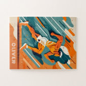 Puzzle Abstrait sportif garçon coureur. Activité d'exécut (Horizontal)