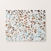 Puzzle Abstrait Terrazzo Mosaic rouille Brown & Motif ble (Horizontal)