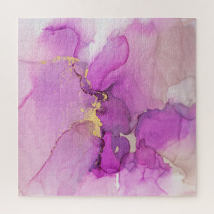 Puzzle Abstrait violet, or : mélange d'acryliques.