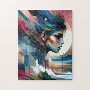 Puzzle Abstrait visage de femme coloré