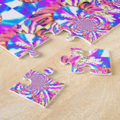 Puzzle Abstraite orchidée rose mandala rose rétro (Côté)