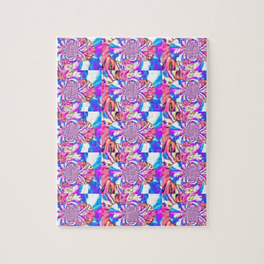 Puzzle Abstraite orchidée rose mandala rose rétro (Vertical)