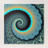 Puzzle Abstraite spirale d'art fractal bleu turquoise ora (Vertical)