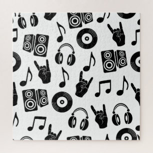 Puzzle Accessoires musicaux : Motif Vintage monochrome.