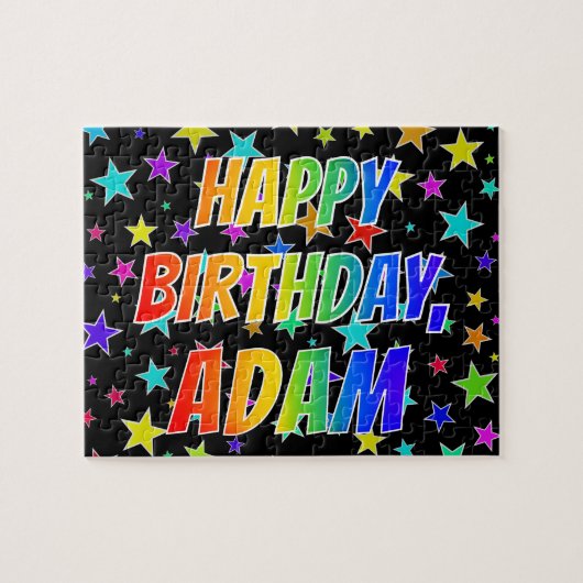 Puzzle "ADAM" Prénom, Amusant "HEUREUX ANNIVERSAIRE" (Horizontal)