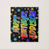 Puzzle "ADDISON" Prénom, Amusant "HEUREUX ANNIVERSAIRE" (Vertical)
