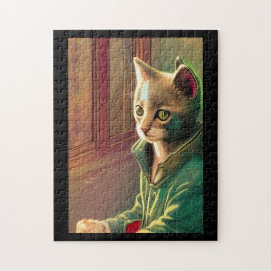 Puzzle Ado chatte vert pull urbain alien (Vertical)