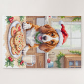 Puzzle Adorable Basset Hound Sneaking Christmas Cookies (Horizontal)