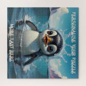 Puzzle Adorable bébé pingouin Jouer dans l'océan Arctique (Horizontal)