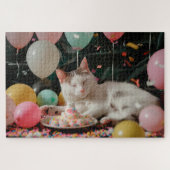 Puzzle Adorable Chat Anniversaire Design de fête (Horizontal)
