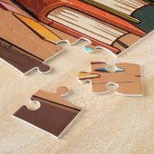 Puzzle Adorable Chat portant des lunettes Lecture d'un li (Côté)