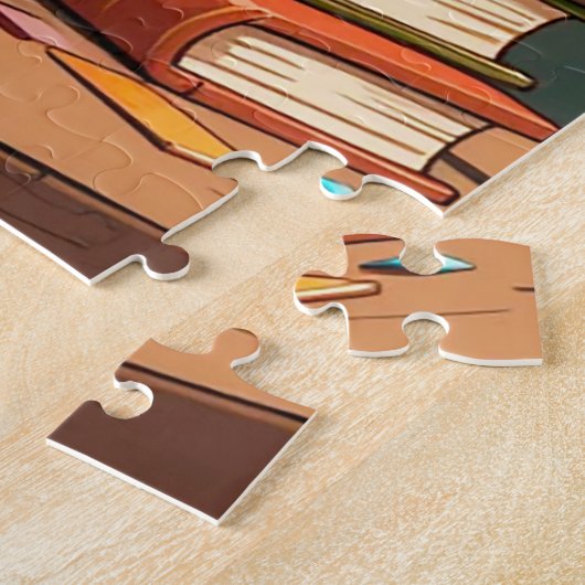 Puzzle Adorable Chat portant des lunettes Lecture d'un li (Côté)