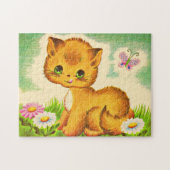 Puzzle adorable chaton aux yeux verts (Horizontal)
