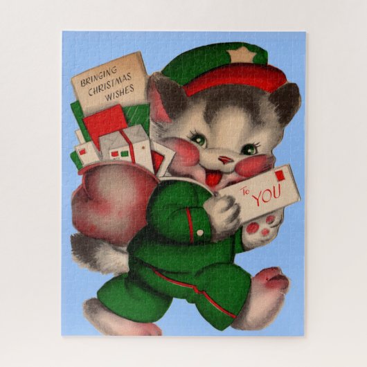 Puzzle adorable chaton de messagerie livrant des paquets (Vertical)