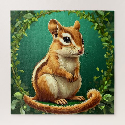 Puzzle Adorable Chipmunk Entouré de verdure (Vertical)