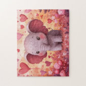 Puzzle Adorable Eléphant Calf Coeurs & Fleurs (Vertical)