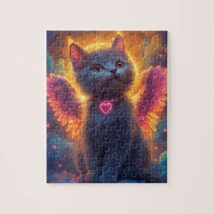 Puzzle Adorable Gray Angel Kitty