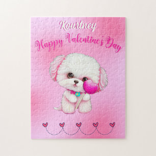 Puzzle Adorable Heureuse Sainte-Valentin maltais chiot