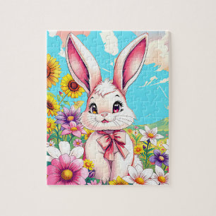 Puzzle Adorable lapin rose enfants