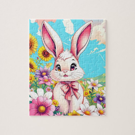 Puzzle Adorable lapin rose enfants (Vertical)
