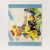 Puzzle adorable little girl with adorable little kitten (Vertical)