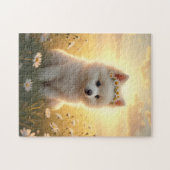 Puzzle Adorable little, white Spitz puppy  (Horizontal)