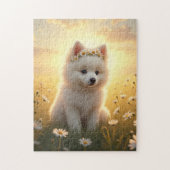 Puzzle Adorable little, white Spitz puppy  (Vertical)