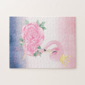 Puzzle Adorable Ombre coloré mignon Flamant rose (Horizontal)