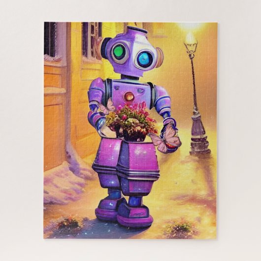 Puzzle Adorable Robot Violet Promenade du soir (Vertical)