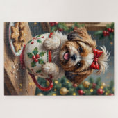 Puzzle Adorable Shih Tzu Dog in Christmas Mug Cozy Art (Horizontal)