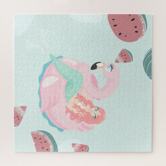 Puzzle Adorable Sirène, Pastèque (Horizontal)